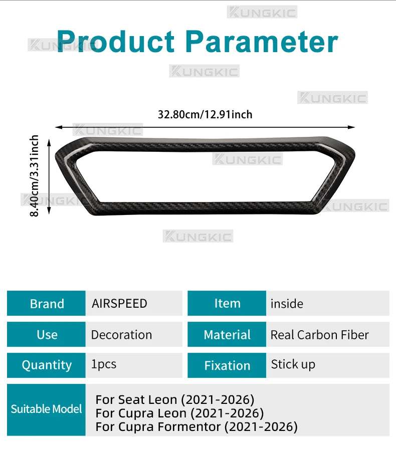 Real Hard Carbon Fiber Center Console Air Outlet Trim for Cupra Leon