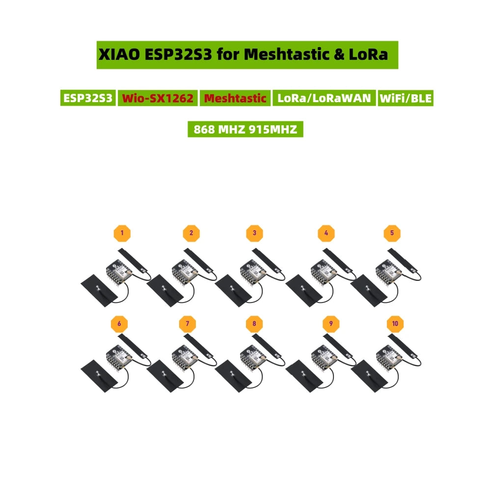 ESP32 S3 LoRa Meshtastic LoRa Module SX1262 868MHz 915MHz Antenna XIAO ESP32S3 for Meshtastic LoRa Starter Kit, LoRaWAN, WiFi, B