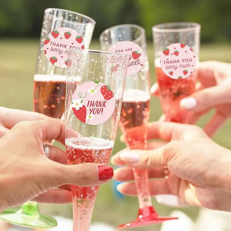 500pcs Strawberry Thank You Stickers,DIYAdhesive Labels Envelope Gift Sealing Stickers Birthday Party Cupcake Decoration Sticker