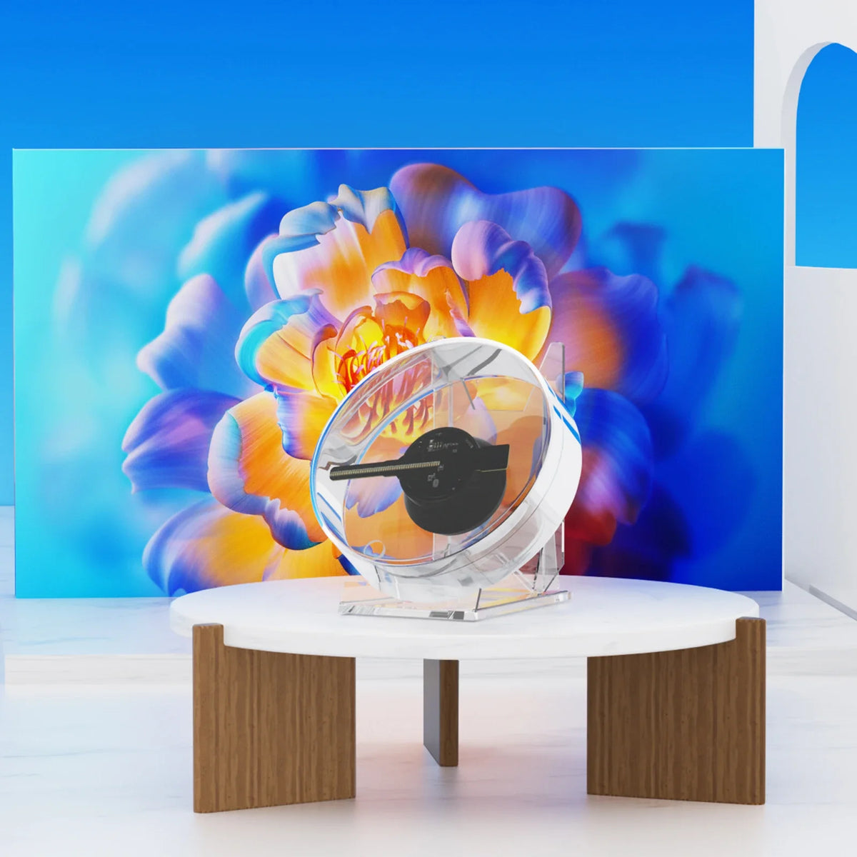 Mini LED Hologram-Effect Display Fan with Stand