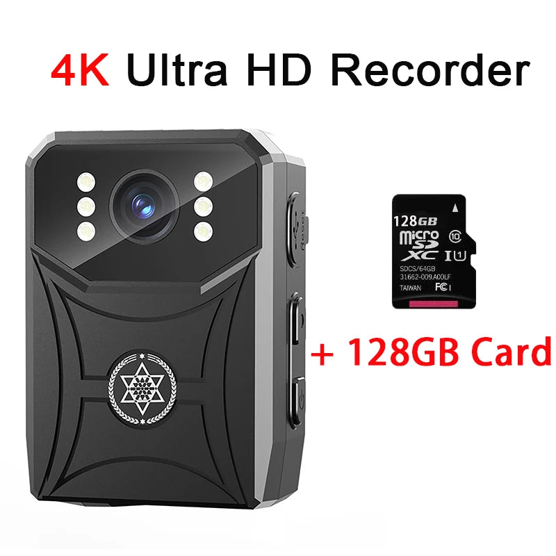 Mini 4K HD Cameras with WIFi 3000mAh Digtal Video Recorder with IPS Screen Night Vision Police Body Camera Portable Camcorder