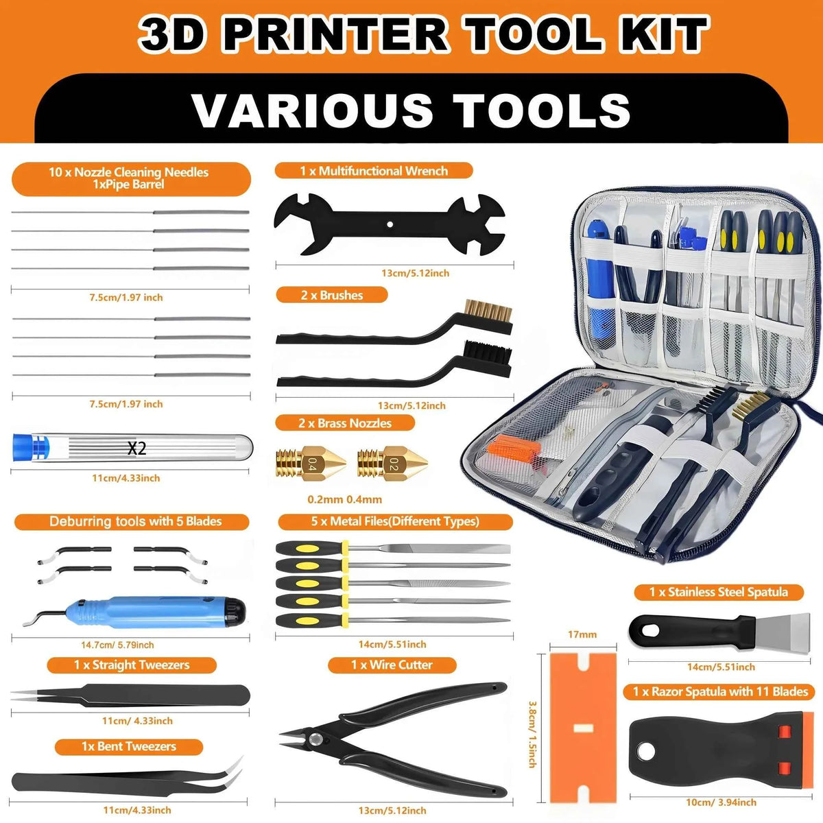 3D Printer Maintenance and Print-Finishing Tool Kit