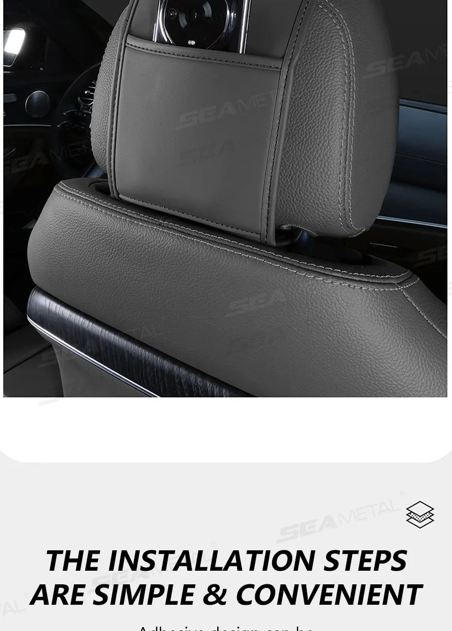 SEAMETAL Car Headrest Cover Wear-Resistant Leatherette Car Seat Pillow Protector Skin-Friendly Anti-Scratch Protection Cover