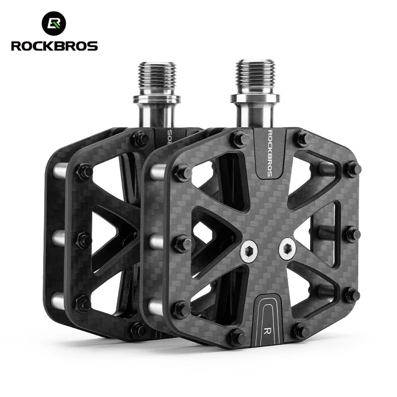 ROCKBROS Πεντάλια από Ανθρακονήματα με 3 Ρουλεμάν, Υπερ-ελαφριά Πεντάλια MTB και Δρόμου, Αντιολισθητικά, Αδιάβροχα και Αδιάβροχα Πεντάλια Ποδηλάτου