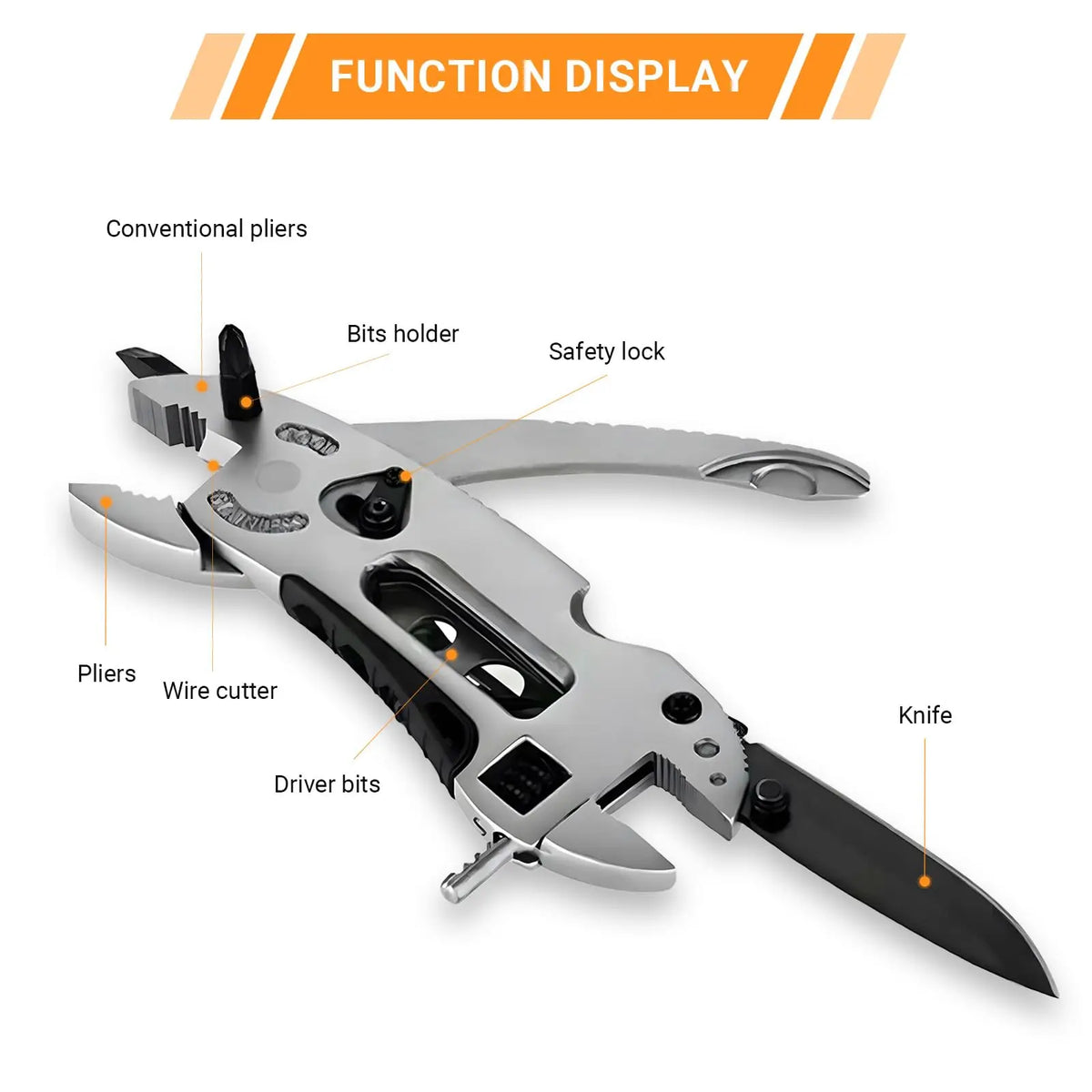 Folding Multi-Tool Pliers, Pictured Combination