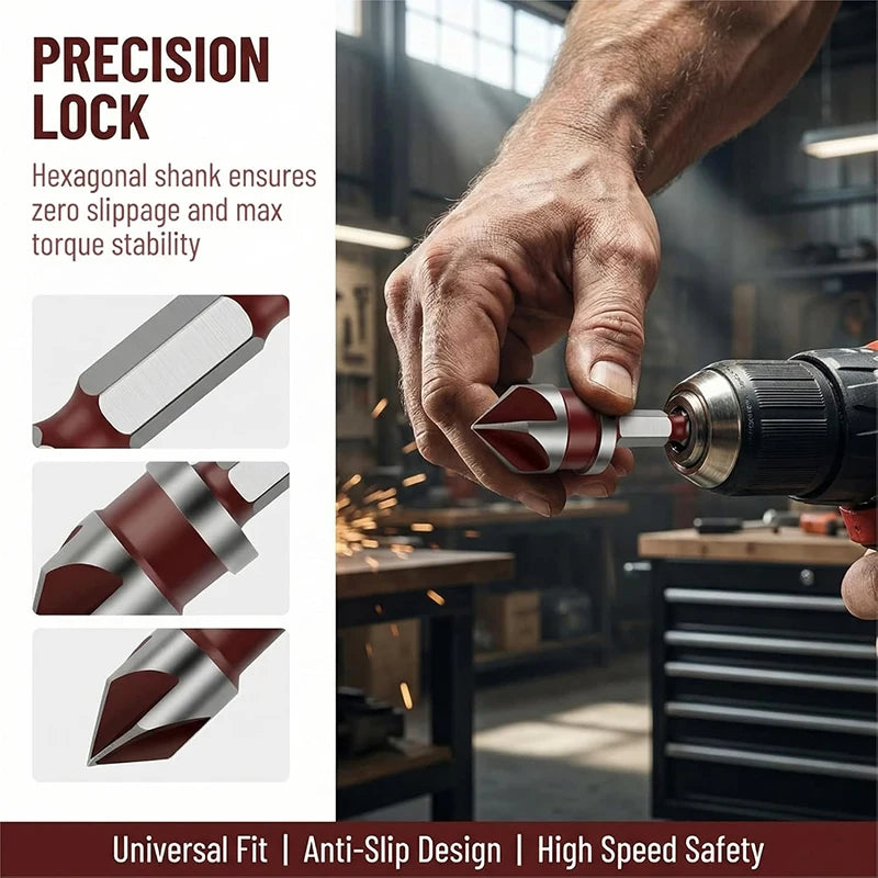 5Pcs Countersink Drill Bit Set With Drill Bit 82-Degree 5 Flutes Quick-Change Hex Shank Counter Sink Bits For Wood Metal Plastic