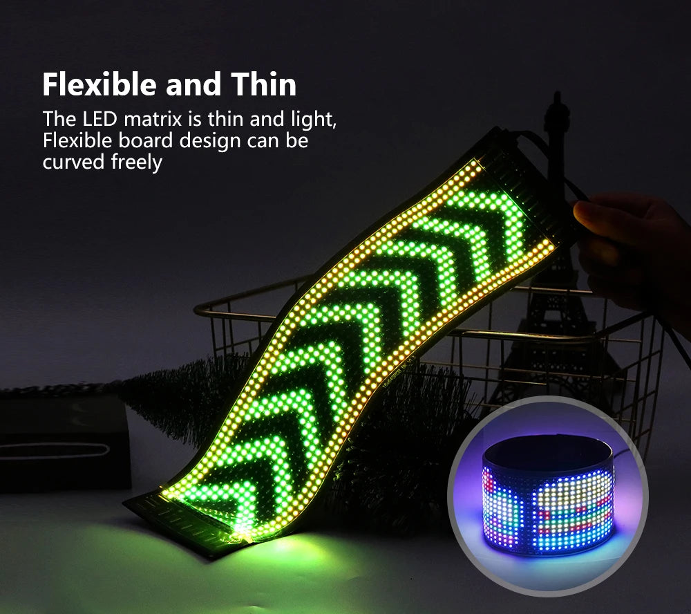 Painel de matriz RGB LED programável flexível