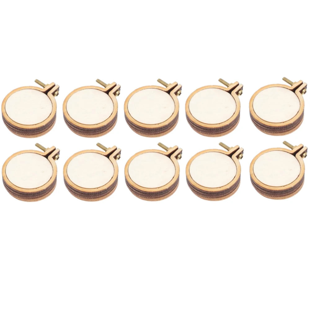 Mini Wooden Embroidery Frames, 25mm, Set of 10