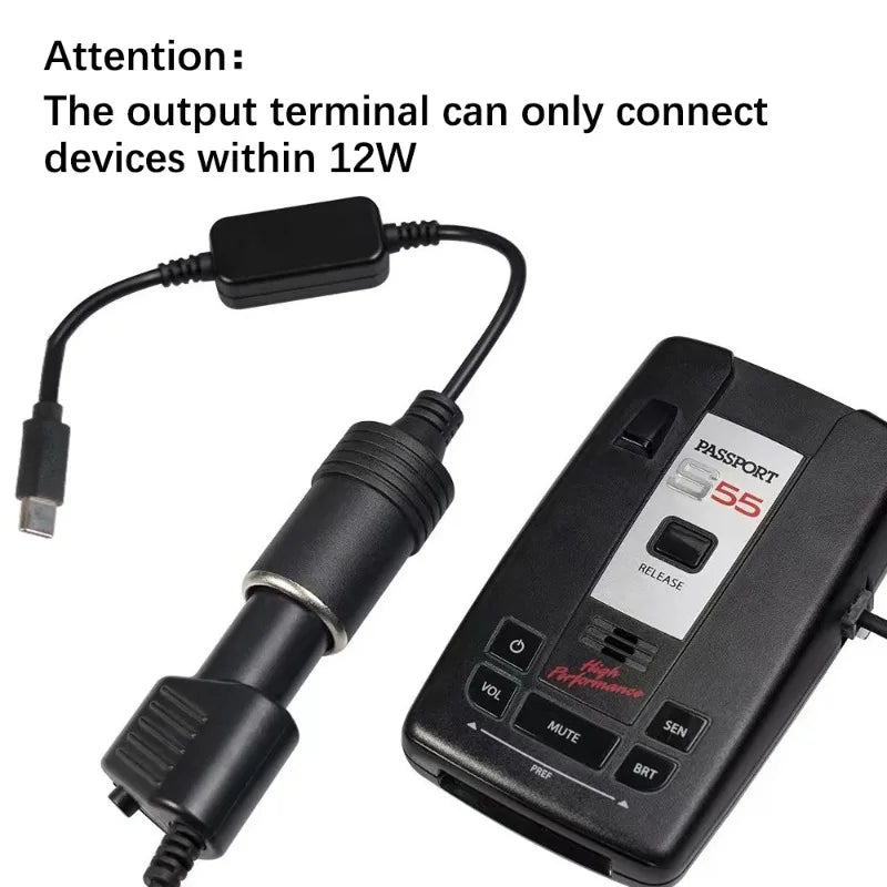 5V To 12V Converter Cable Extender USB Type C Chargers To Cigarette Lighter Socket Power Adapter Electronics Car Accessories