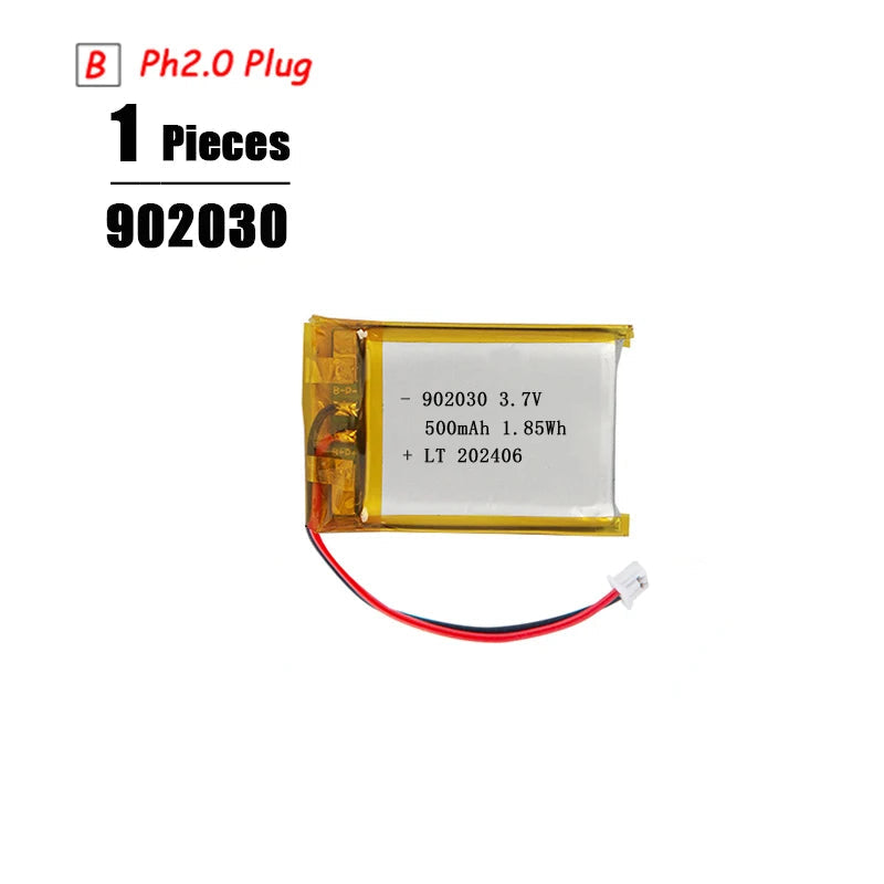 3.7V Lipo Battery Ph2.0 Plug Rechargeable Lithium Battery 3.7V For PS4 Humidifiers GPS Navigation Bluetooth Speaker MP3 MP4