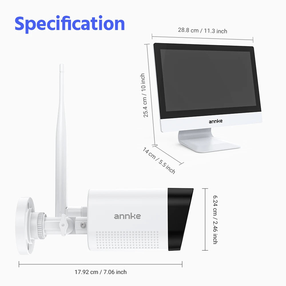 8MP WiFi Security Camera System with 12 Inch LCD