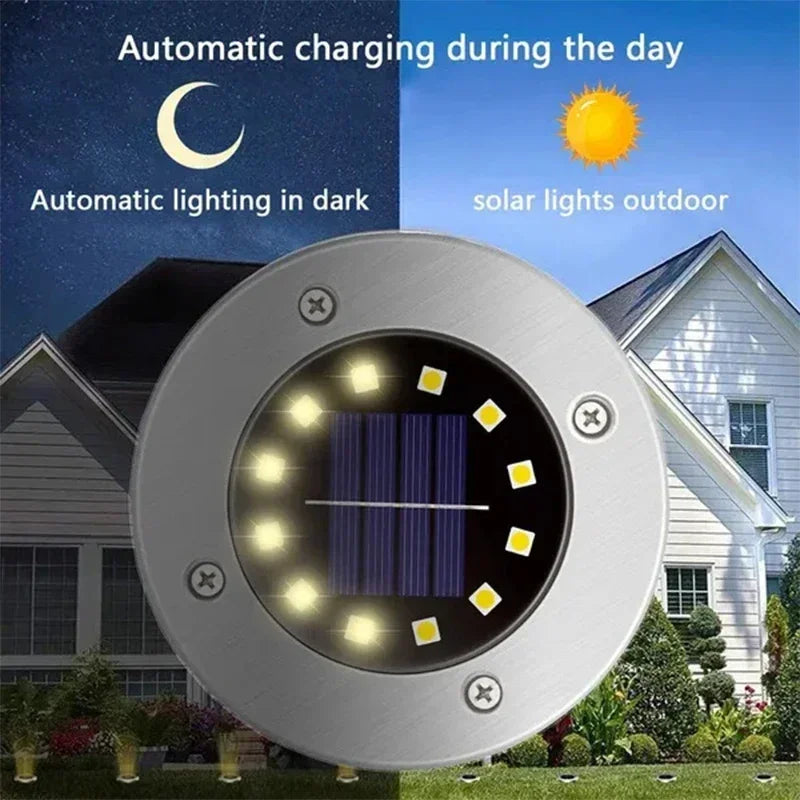 Solar Ground Disc Lights for Garden Decoration