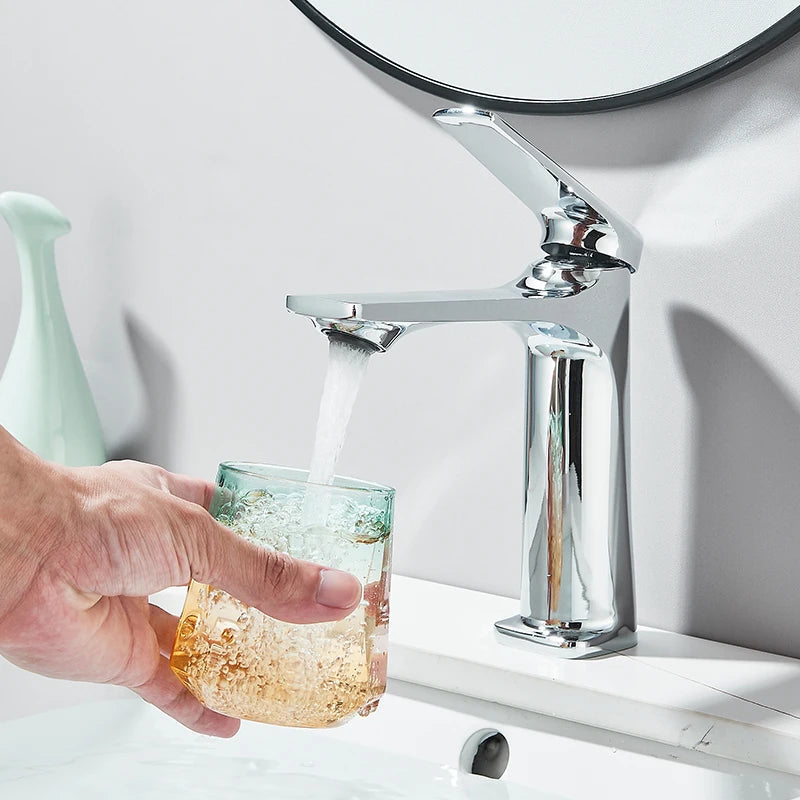 Gun Grey Modern Bathroom Sink Faucet Single Handle Deck Mounted Wash Basin Water Tap Hot And Cold Mixer