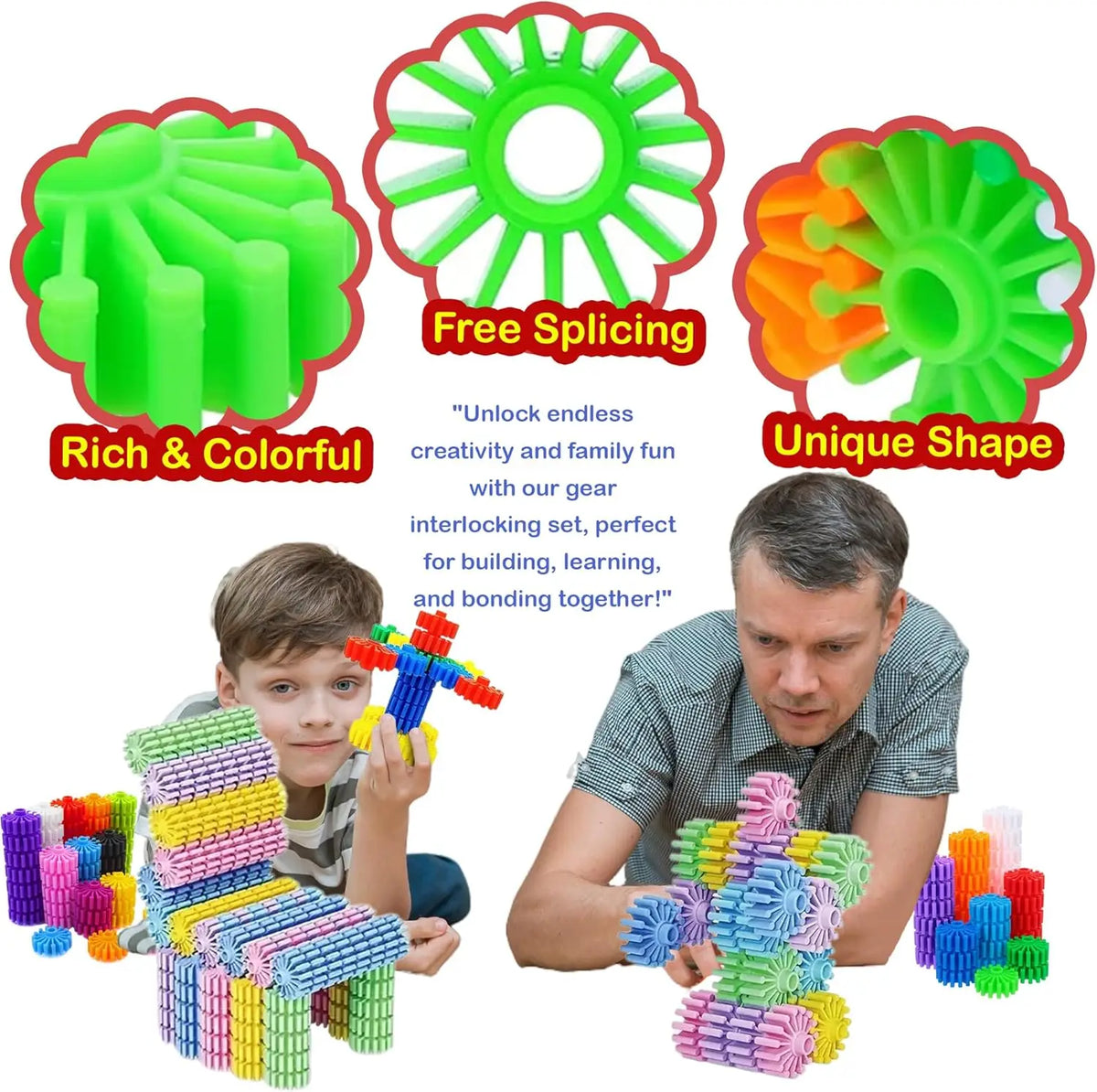 Interlocking Gear Construction Blocks, Selected Piece Count