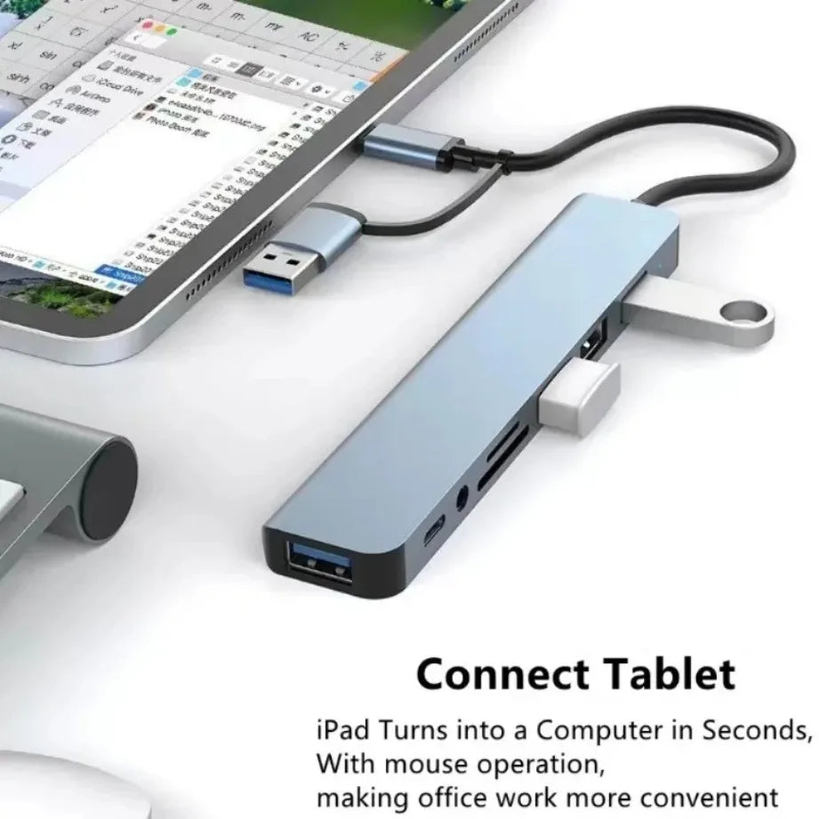 Eight-Port USB Hub with SD/TF Reader and Audio