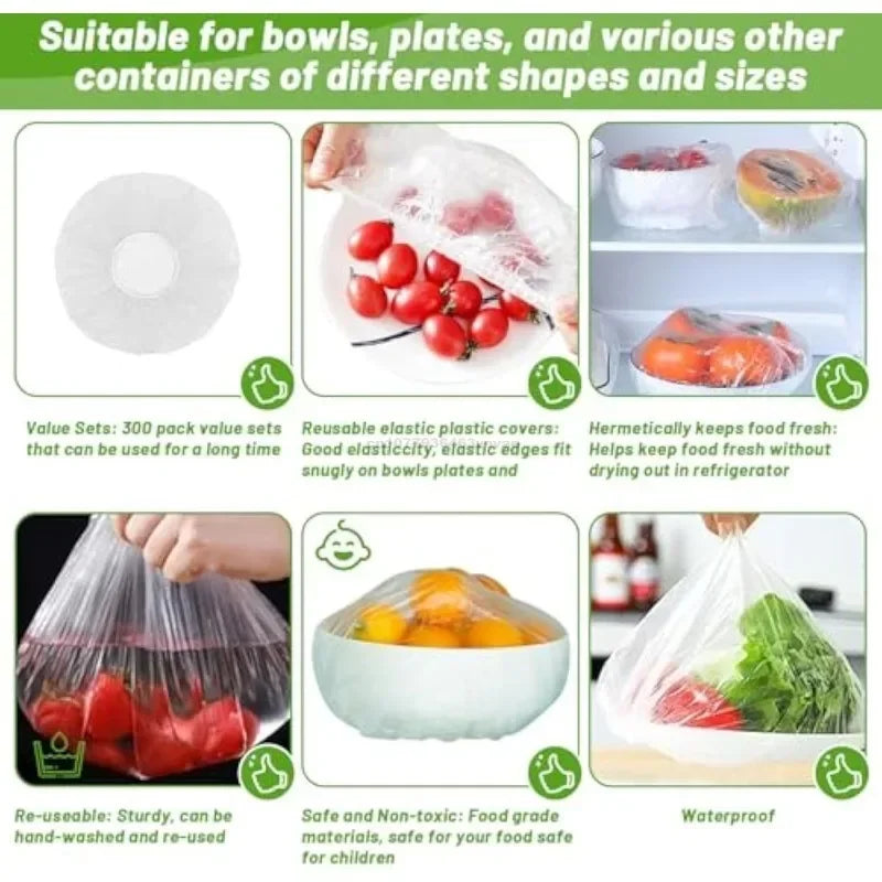 Plastic Food Cover Bags Food Grade Fresh-keeping Transparent Packaging Bag Reusable Wrap Kitchen Disposable Colorful Cling Film