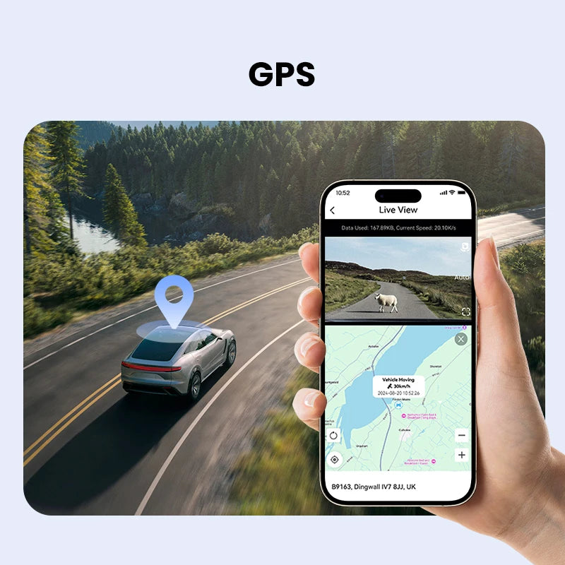 4K Dash Cam with Front and Rear Camera, GPS, Night Vision, 5GHz Wi-Fi and 24H Parking Support