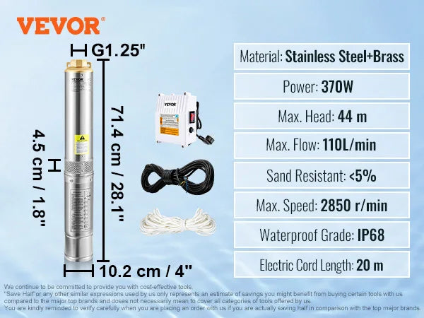 Deep Well Submersible Pump Stainless Steel High Head