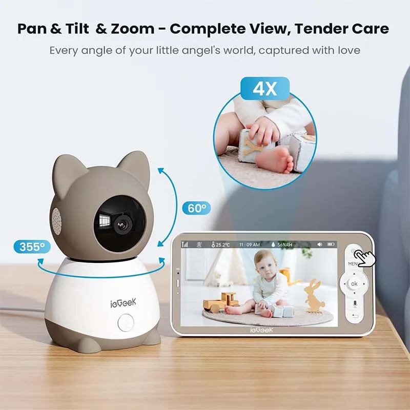 ieGeek 2K Baby Monitor with 5-Inch Screen, Night Vision