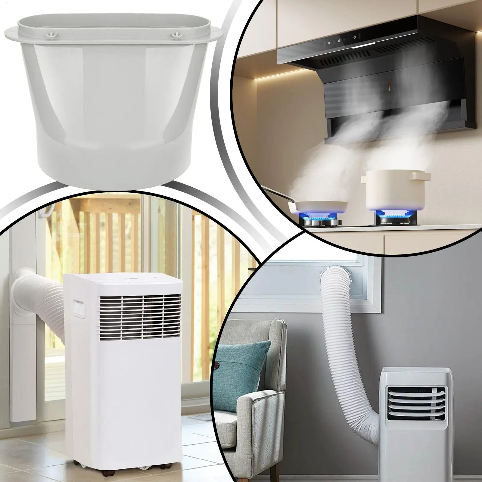 Portable Air Conditioner Hose Adapter Flat Window Tube Coupler Air Conditioner Exhaust Hose Coupler for 130mm/150mm Diameter 