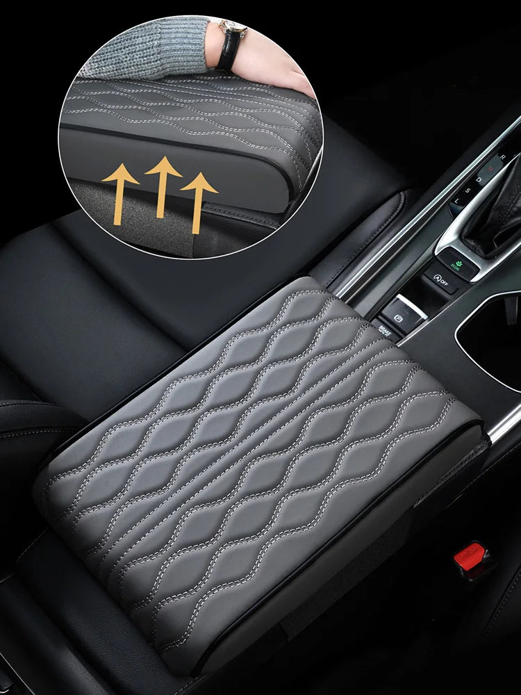 SEAMEATL Thicken Car Armrest Box Cushion 3D Memory Foam Center Console Protector Cover Breathable PU Leather Elbow Support Pad
