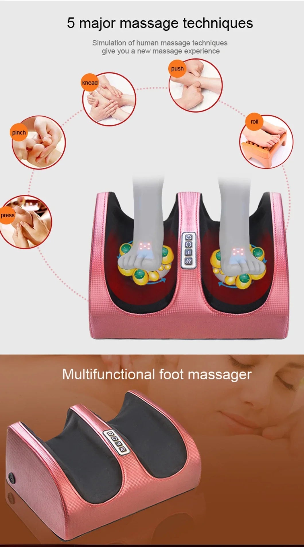 Hot Compression Electric Foot Massager Heating Therapy Shiatsu Kneading Roller Muscle Relaxation Pain Relief Foot Spa Machines