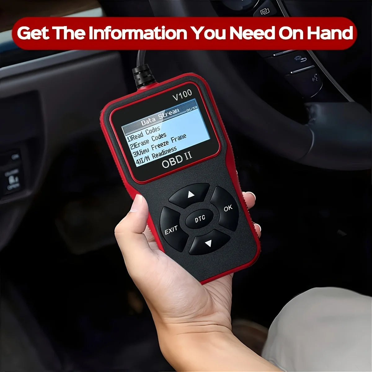 V100 OBDII/EOBD-ajoneuvon vikakoodinlukija