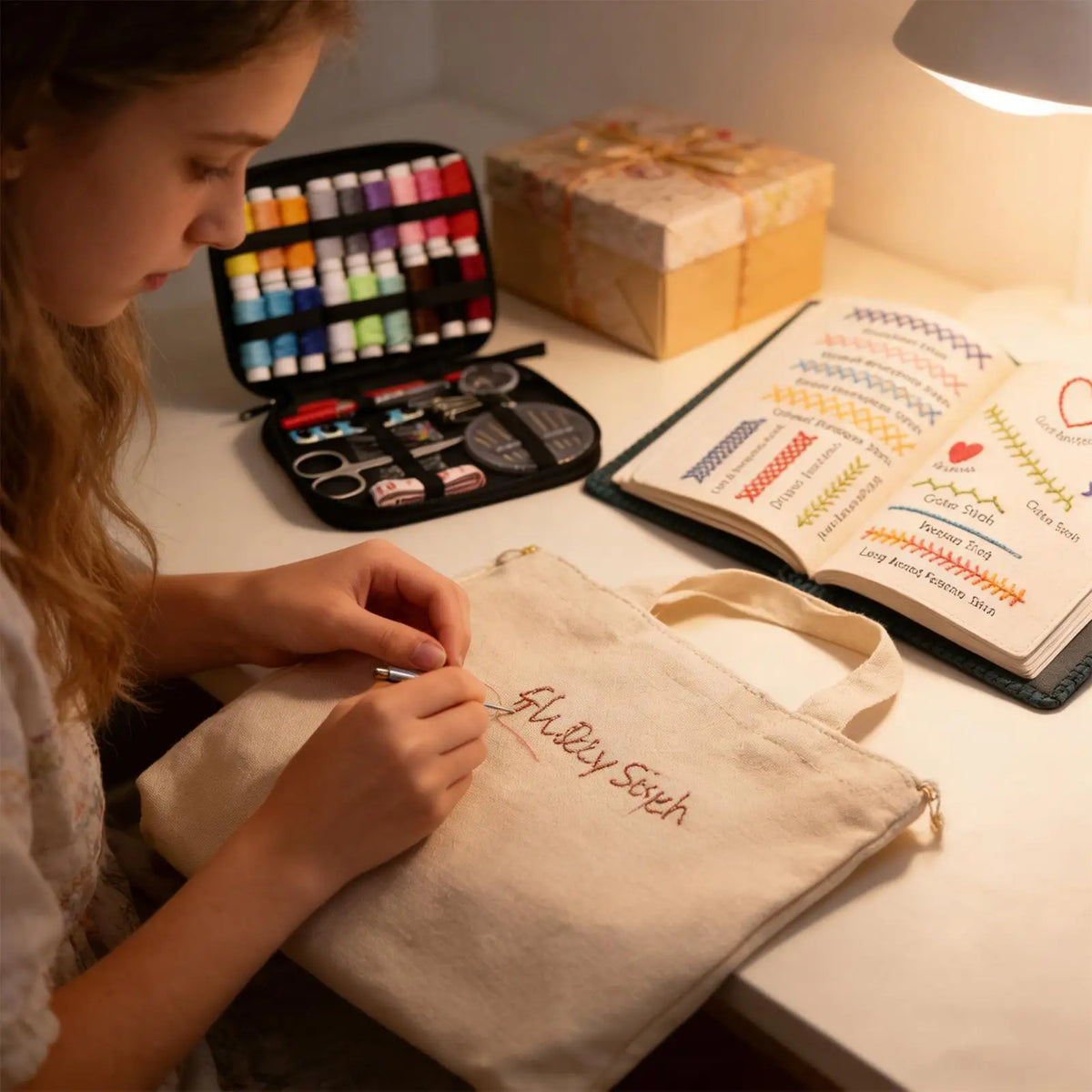 Embroidery Book for Beginners with 106 Patterns, Hoop and Needles