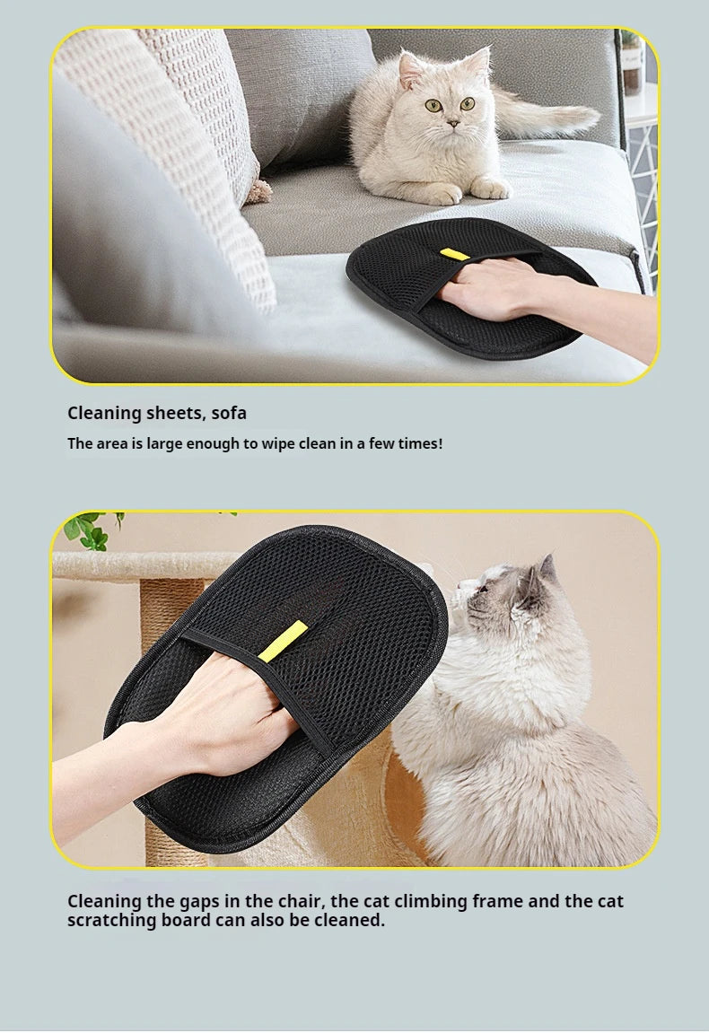 Pet hair glove removal Cat Grooming Reusable Electrostatic Dedusting Brush Dog Hair Remover for Couch Carpet Clothes Washable