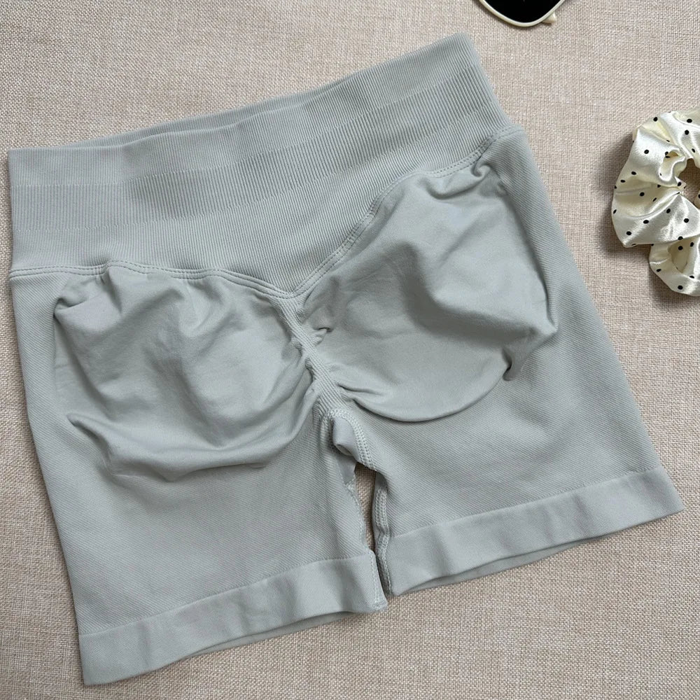 Seamless Shorts Ribbed Yoga Shorts Women Flex Scrunch Bum Gym Shorts Booty Running Short Butt Lifting Workout Pants