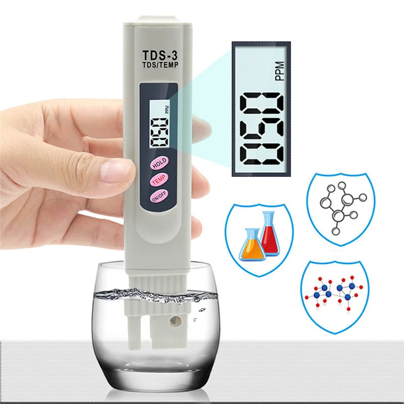 Testeur d'eau numérique TDS portatif Stylo de test d'eau Analyseur de qualité de l'eau Vérification de la pureté de l'eau Mesure 0-9999 PPM
