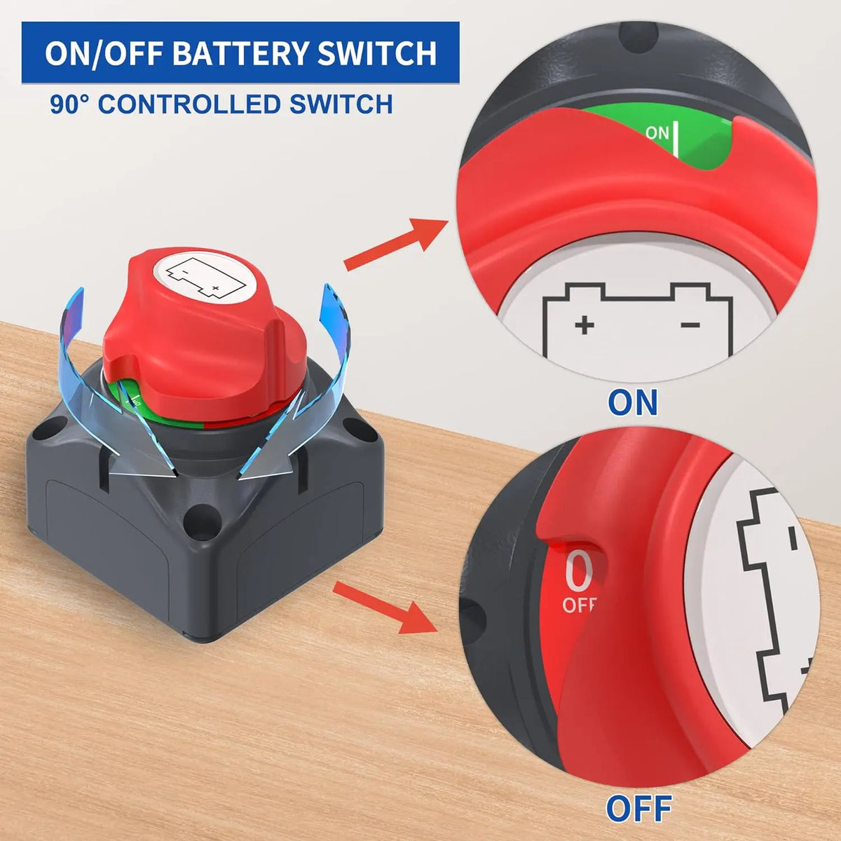 Interrupteur de déconnexion DaierTek 12V 48V Interrupteur Batterie RV Voiture Marine Interrupteur de batterie Coupure en cuivre pour bateau ATV UTV véhicules