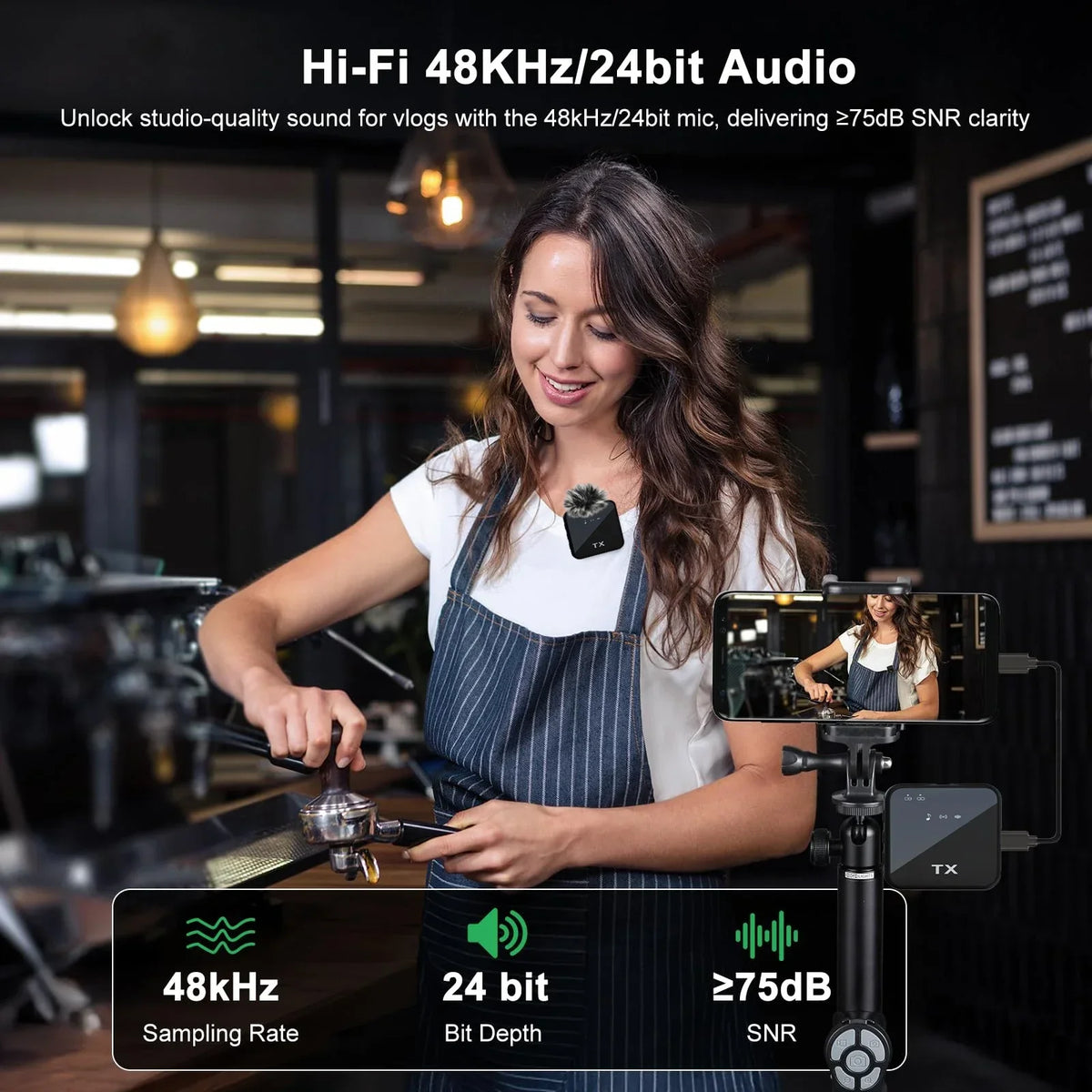 Wireless Lavalier Microphone with 3-in-1 Receiver