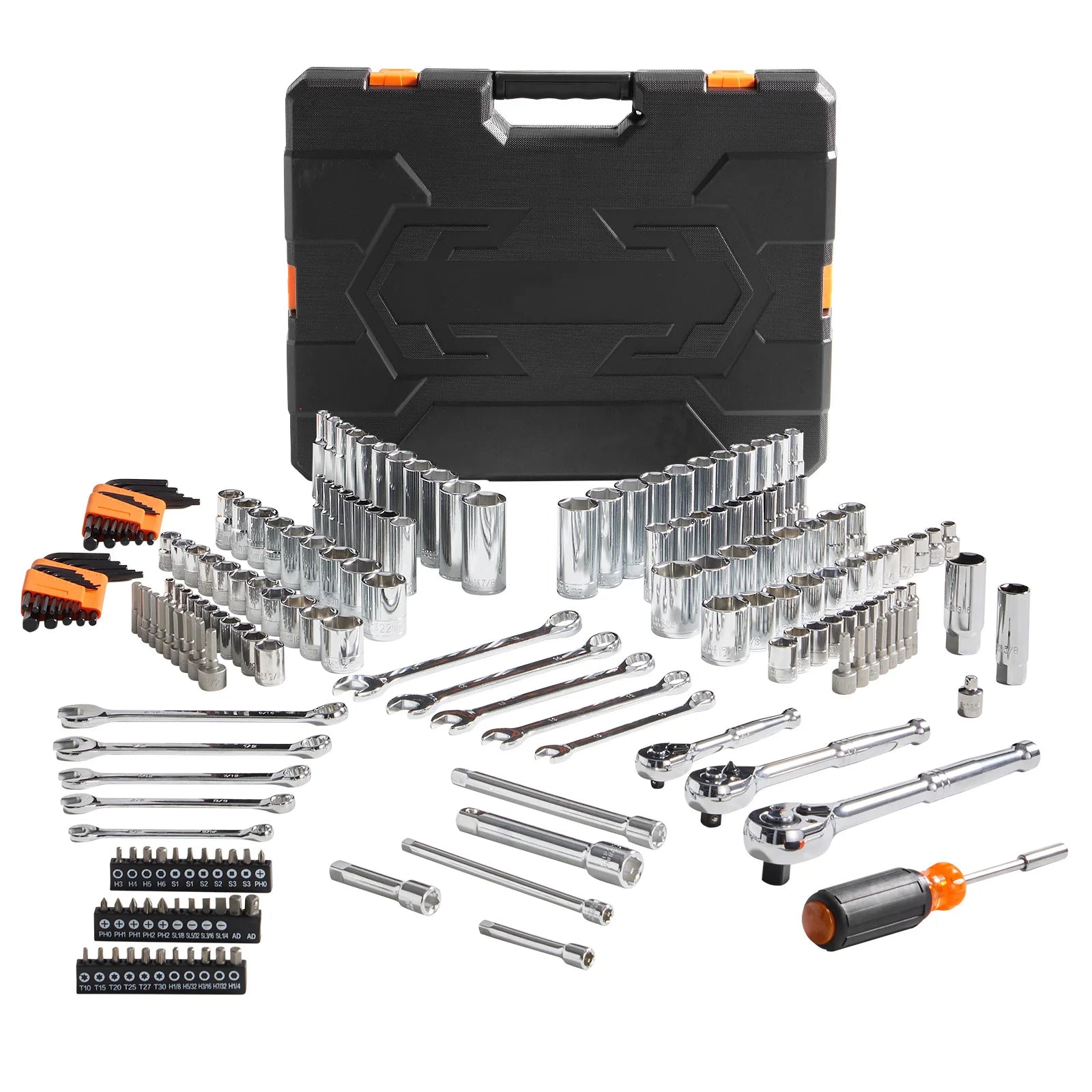 Set mehaničkog alata s SAE i metričkim nasadnim ključevima, komplet od 145/205 komada