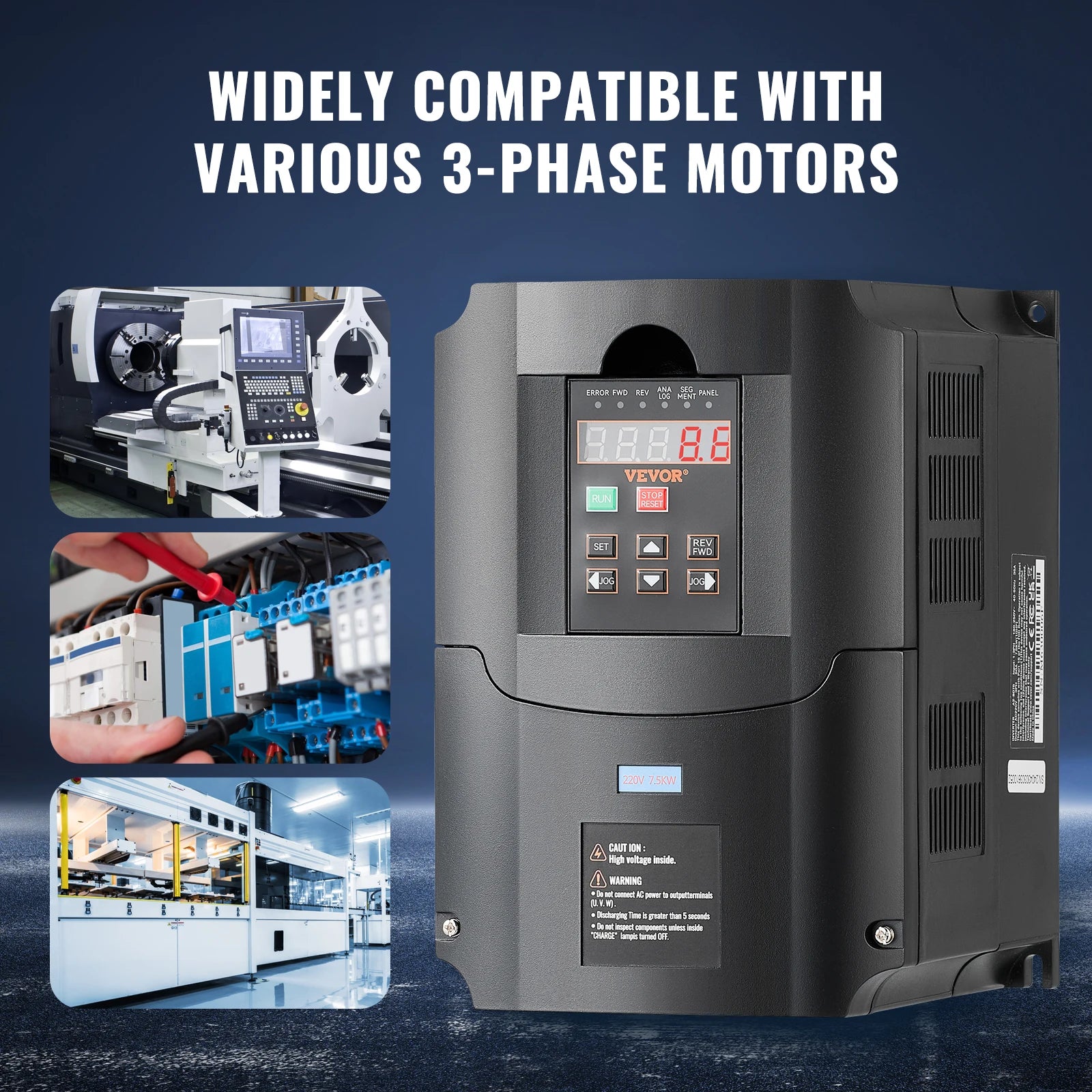 SucceBuy 0.75/7.5KW VFD Frequency Inverter 220V Output Variable Frequency Drive for Spindle Motor CNC Converter Speed Control