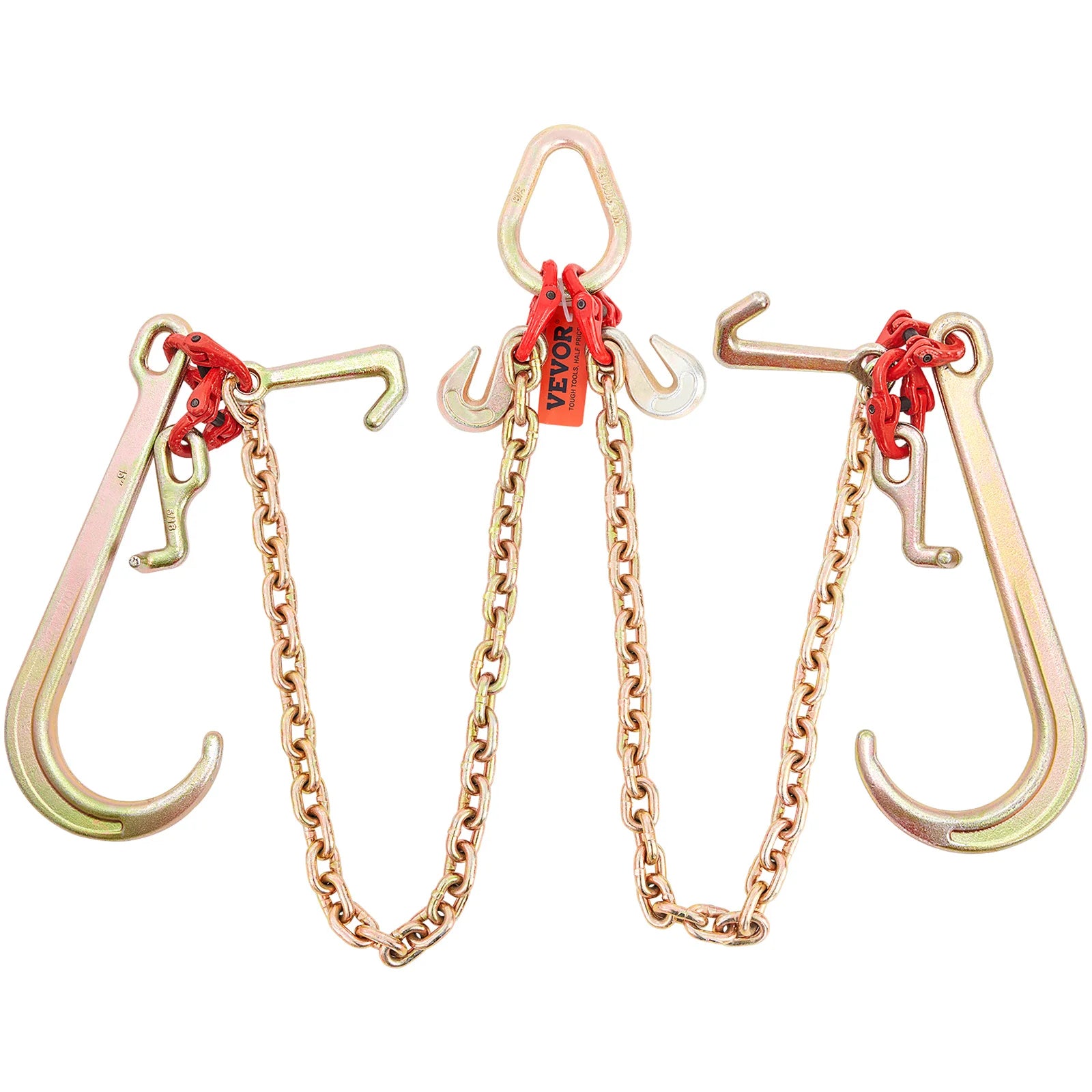 Grade 80 V-Chain Tow Bridle 5/16'' x 3' with Hooks & Shackle