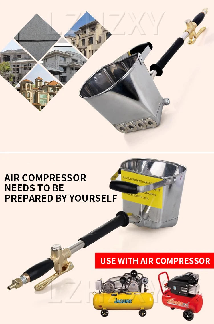 4‑Jet Cement Mortar Sprayer Gun with 4L Hopper for Walls & Ceilings