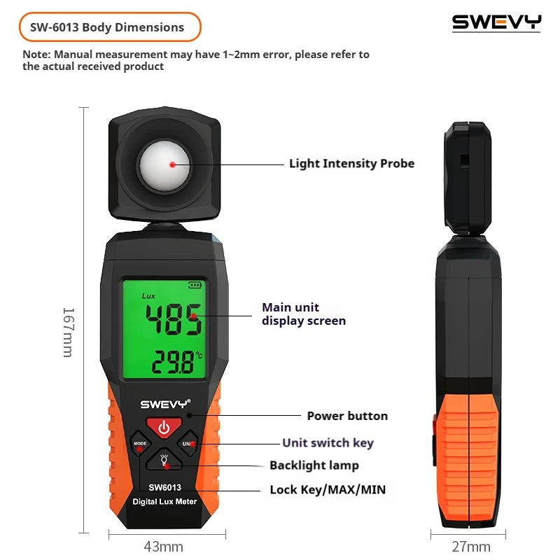 SW6013 Digitale lux- en voetkandelaarmeter