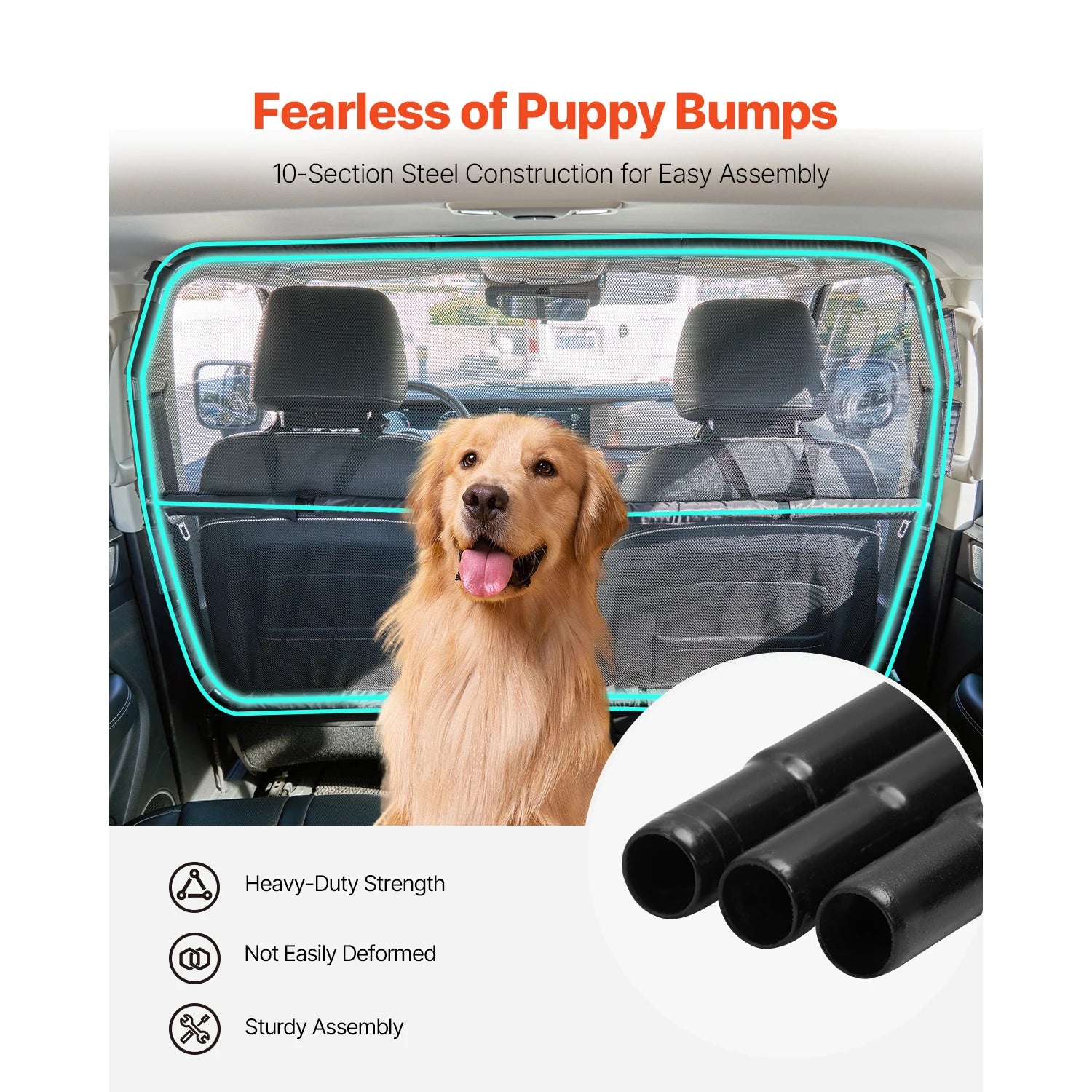 Dog Car Barrier for Front Seats with Mesh Net Universal Fit