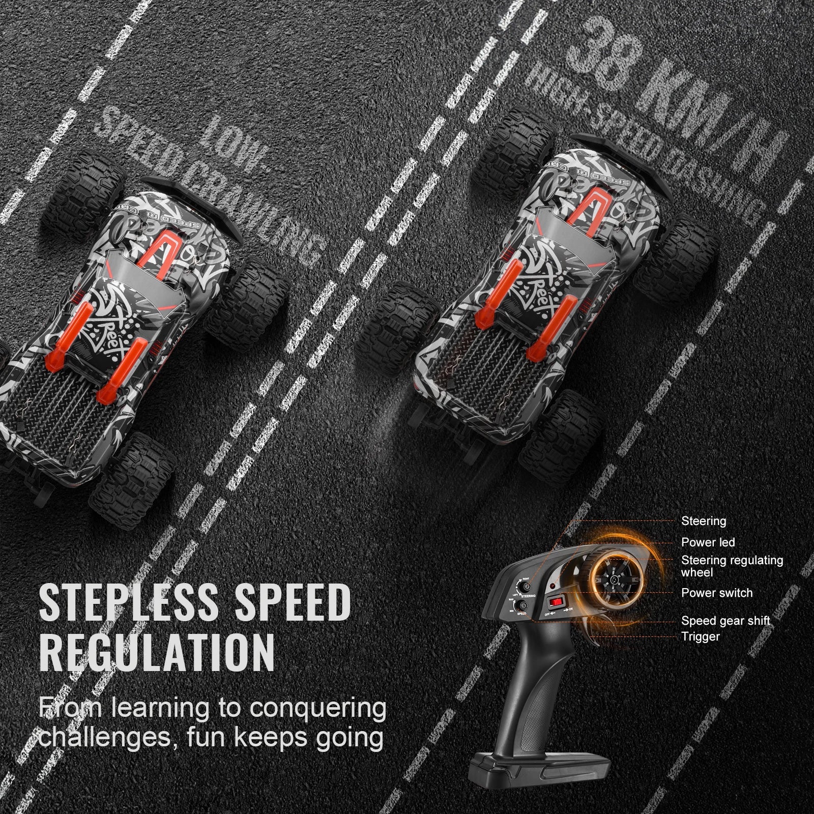 1:14 4WD RC Off-Road Lastbil 38KM/H Höghastighets Driftingbil