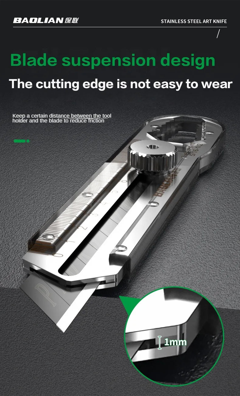 Utility Knife Box Cutter 8 In 1 Mutipurpose Stainless Steel Retractable Heavy Duty Waterproof Snap off Cutter Knife And Blades