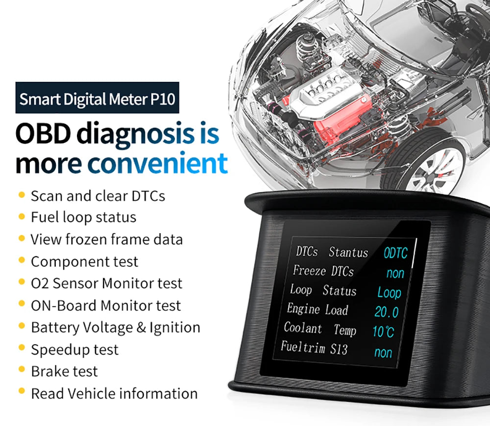 OBD2 Head Up Display Digital Speedometer with Overspeed Alarm