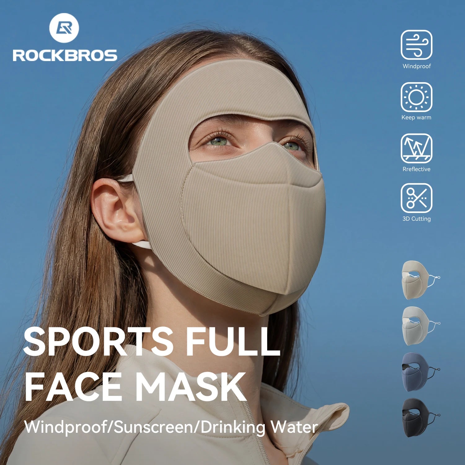 3-Layer Windproof Cycling Face Mask with UV Protection