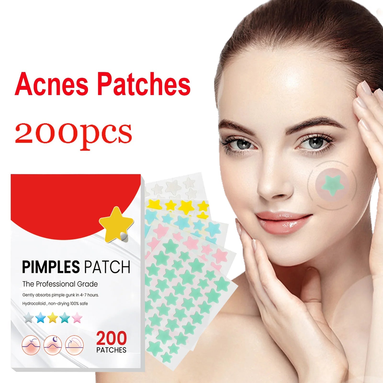 200pcs Star Acne Pimple Patches Colorful Breathable Removal Pimple Absorb Secretions Anti Infection Concealer Makeup Skin Care