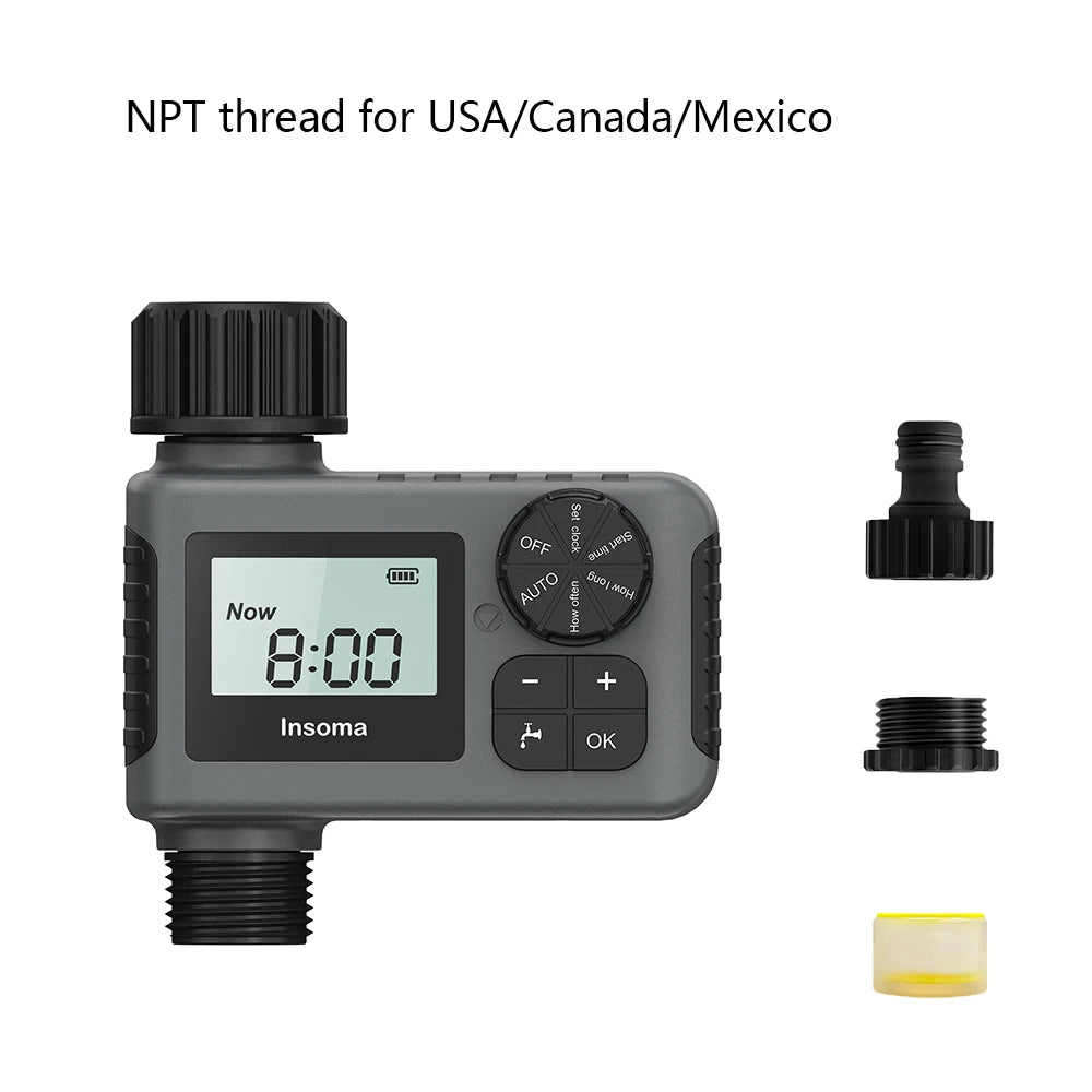Insoma Automatic Water Timer Intelligent Irrigation Watering System Sprinkler Timer Garden Programmer Equipment IPX7 LCD Display