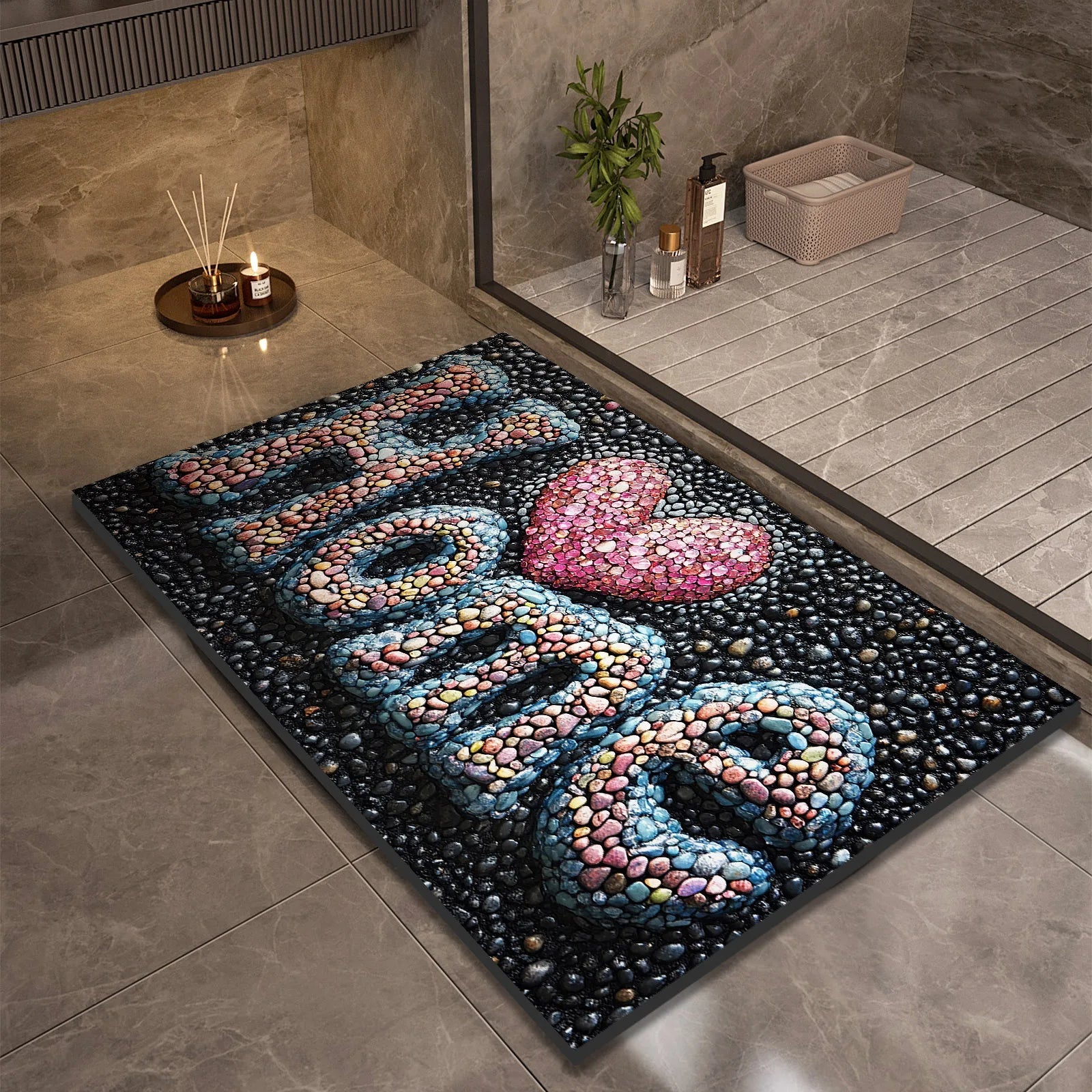 Stone Design Diatomite Bath Mat Bathroom Non-slip Shower Foot Mats Absorbent Quick Dry Toilet Rugs Carpet Doormat Washable