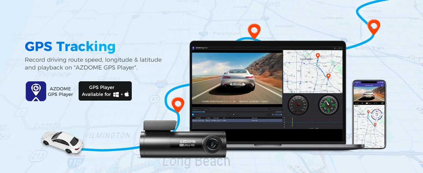 AZDOME M300S 4K Front and Rear Dash Cam with WiFi GPS