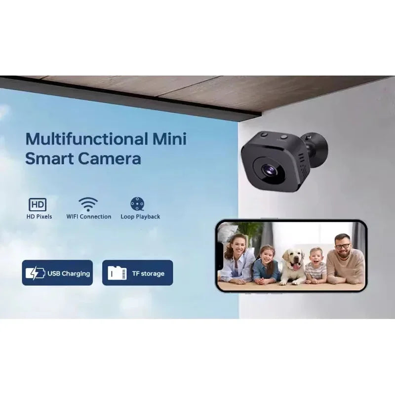 Wireless Mini Security Camera 1080P WiFi Indoor Outdoor Surveillance with Motion Detection Night Vision 2 Way Audio