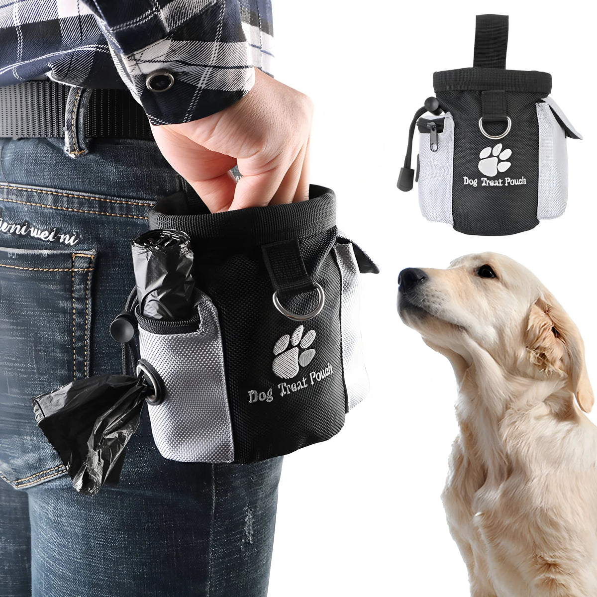 Dog Treat Pouch with Adjustable Waist Belt