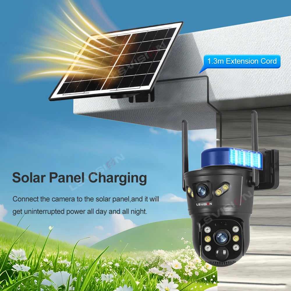 Solar Security Camera 8MP Dual Lens 4G/WiFi PTZ with Night Vision